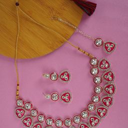 Divisha Gold-Plated Stone Studded Jewellery Set-image-81