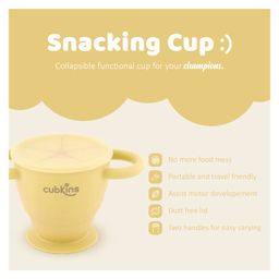 CUBKINS Snack Cup with Lid for Children | Collapsible | Suction Base | Soft & Smooth Flips | 100% Silicone, BPA Free, Food Grade, FDA Approved | Easy to Clean (Lemon) image 4
