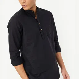 max Band Collar Cotton Linen Straight Short Kurta-picture-48