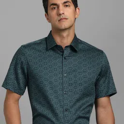 Louis Philippe Ethnic Motifs Printed Spread Collar Formal Cotton Shirt-picture-22