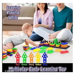 YAMAMA Angle Geometric Plastic Blocks Sorting And Stacking Toys For Toddlers And Kids Preschool Color Stacker Shape Sorter Gift Educational Learning Toy - Multicolor image 5