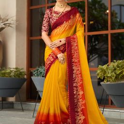 Anouk Ethnic Motifs Zari Poly Chiffon Saree-image-63