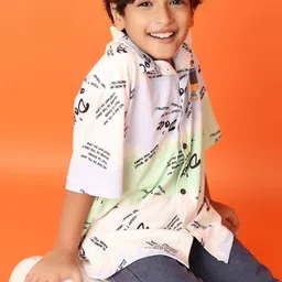 V-Mart Boys Classic Cuban Collar Typography Printed Cotton Casual Shirt-image-24