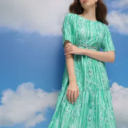 CORSICA Printed Fit & Flare Dress-image-19