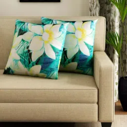Swayam Green & White Cotton 40 cm x 40 cm Cushion Covers - Set of 2-image-27