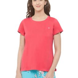 Soie Red Round Neck T-Shirt-image-37
