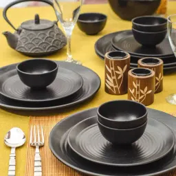 Goodhomes Black Melamine 16 Piece Dinner Set-32