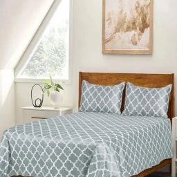 Saral Home Easy Living Grey Cotton  Tangier Soft Self Pattern Queen Bed Sheet With Pillow Covers-image-62
