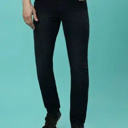 HJ HASASI Blue Relaxed Fit Solid Stretchable Jeans-picture-26