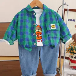 StyleCast x Revolte Boys Checked Pure Cotton T-shirt and Shirt with Trouser-picture-6