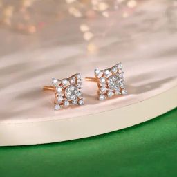 GIVA 18K Rose Gold Geometric Square Lab Grown Diamond Earrings for Women-image-23