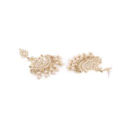 Zaveri Pearls Gold Tone Kundan & Pearls Crescent Dangler Earrings-ZPFK13978 image 5