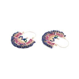 Zaveri Pearls Multicolor Meenakari Peacock Inspired Crescent Hoop Earrings-ZPFK14626 image 5