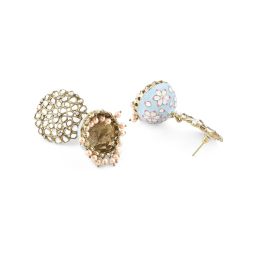 Zaveri Pearls Turquoise Blue & Pink Meenakari Kundan Ethnic Jhumki Earrings-ZPFK15177 image 5