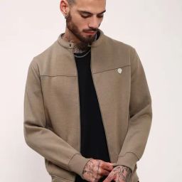 showoffff Showoff Khaki Cotton Slim Fit Sweatshirt-picture-2