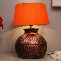 Homesake Orange Hammered Oil-Rubbed Bronze Metal Table Lamp-13