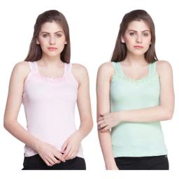 Dollar Missy Light Pink & Light Green Lace Camisole (Pack of 2)-image-27
