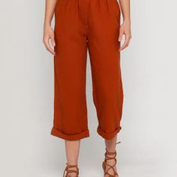 Zink London Brown Elasticated Crop Pants-image-16