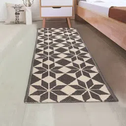 Saral Home Abstract Brown Cotton Multiuse Handwoven Rug-35