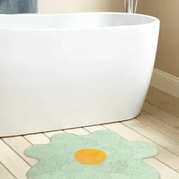MiArcus Sweet Spring Green 550 GSM Cotton Flower Design Bath Mat-58