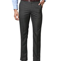 Raymond Dark Grey Regular Fit Flat Front Trousers-image-77