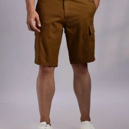 Thomas Scott Brown Linen Regular Fit Cargo Shorts-picture-23