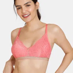 Zivame Pink Lace Half Coverage Double Layered T-Shirt Bra-picture-42