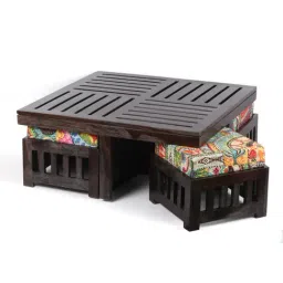 Ikiriya Palladio Printed Multicolor Wood Coffee Table Mahogany Finish-image-44