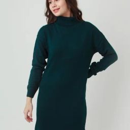 Zink London Dark Teal Above Knee Bodycon Sweater Dress-image-40