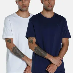 Puma Puma White & Peacoat Regular Fit Nightwear T-Shirt-image-99