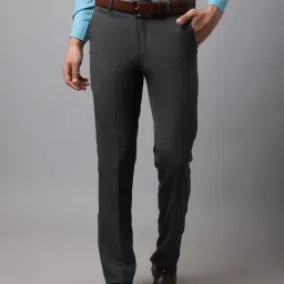 Cantabil Dark Grey Regular Fit Flat Front Trousers-image-70