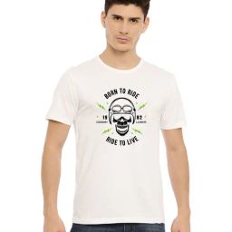 BLACK RADIO White Slim Fit Printed Cotton Crew T-Shirt-image-99