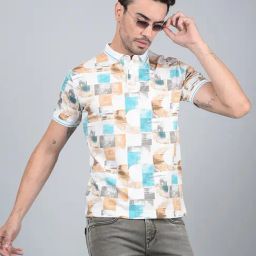 Crimsoune Club Multi-Color Cotton Blend Slim Printed Polo T-Shirt-image-30