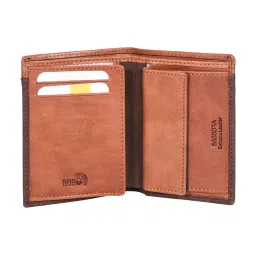 SASSORA Izan Brown & Tan Small Leather Bi-Fold Notecase for Men image 5