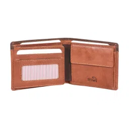 SASSORA Izan Tan & Brown Small Leather Bi-Fold Wallet for Men image 5