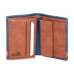 SASSORA Izan Navy & Tan Small Leather Bi-Fold Notecase for Men image 5