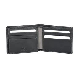 SASSORA Izan Black & Grey Small Leather Bi-Fold Wallet for Men image 5