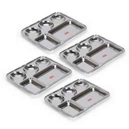 Sumeet Silver Stainless Steel Dinner Plate - Set of 4-20