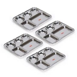 Sumeet Silver Stainless Steel Dinner Plate - Set of 4-30
