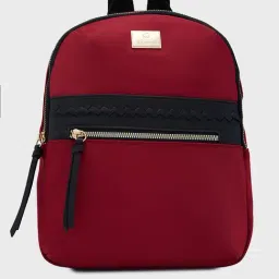 Caprese Maroon & Black Faux Leather Medium Backpack-image-95
