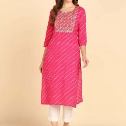 Maaesa Pink Cotton Regular Fit Embroidered Kurtas-image-90