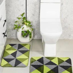 Saral Home Green Polypropylene Modern Bathmat-44