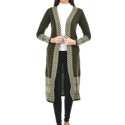 American Eye Green Self Design Shrug-image-1