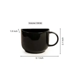 ExclusiveLane Unique Half Ceramic Cups Set In Black image 5