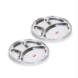 Sumeet Silver Stainless Steel Dinner Plates - Set of 2-45