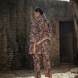 Akiso Black Block Printed Oversized Button Down Shirt Style Kurta With Pants Co-Ord Set (Set Of 2) image 3