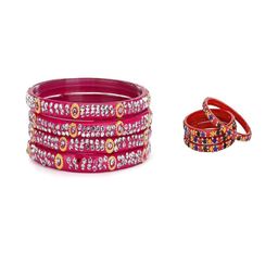 SOMIL Set of 8 Pink Alloy Bangles-image-98