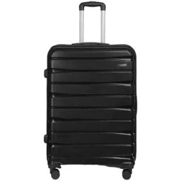 Teakwood Leathers Black 8 Wheels Large Hard Cabin Trolley Bag-image-39
