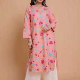 House of Kari Falak Kashmiri Long Kurta  Peach-picture-14