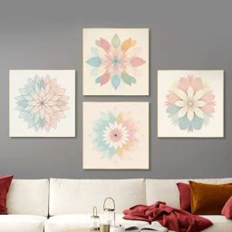 Nestroots Harmonious Beauty Gold Frame Floral Canvas Wall Painting - Set of 4-42